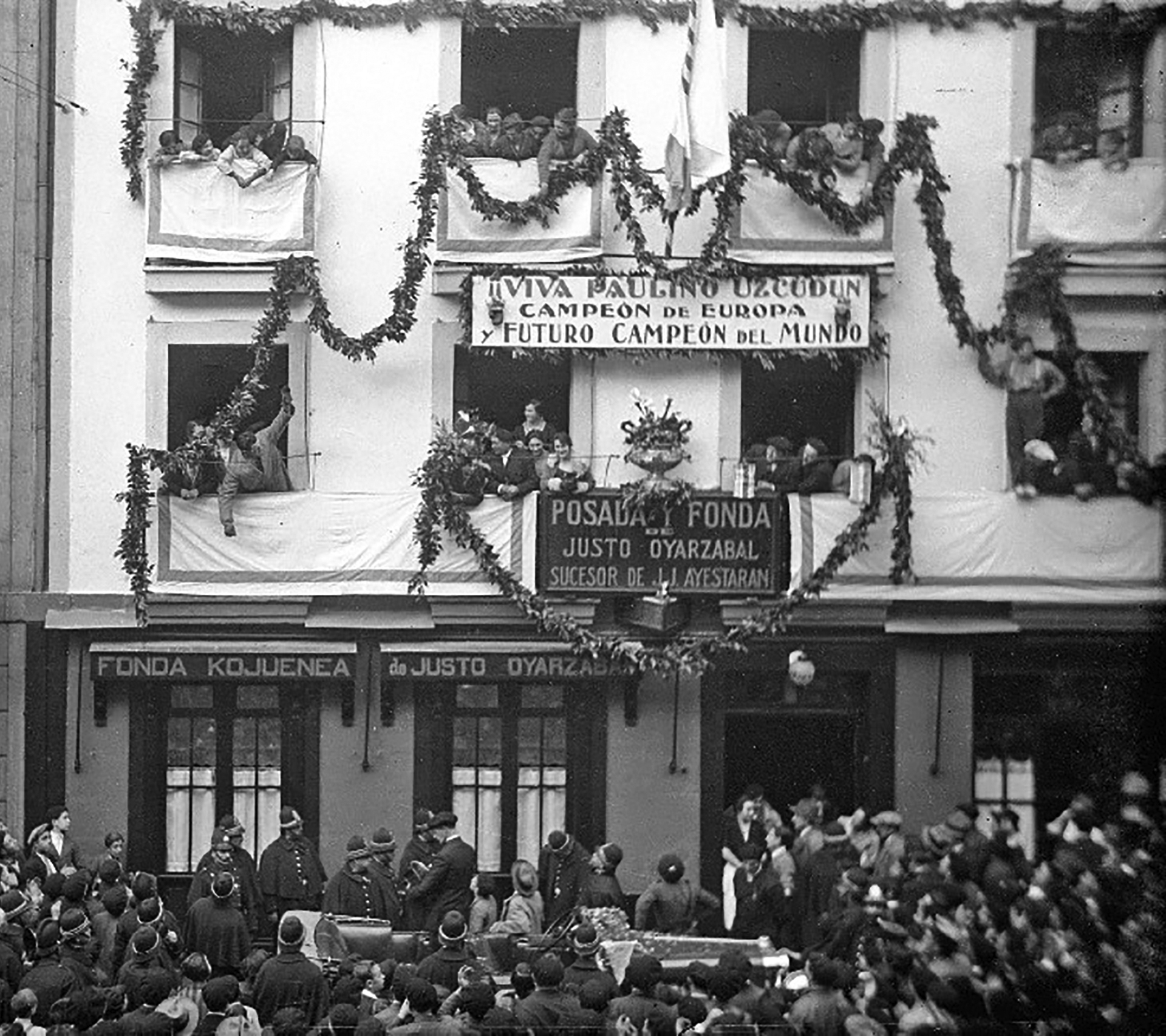 Paulino Uzkudun Europako Txapelketa irabazi ostean. Marin Funtsa, Fototeka