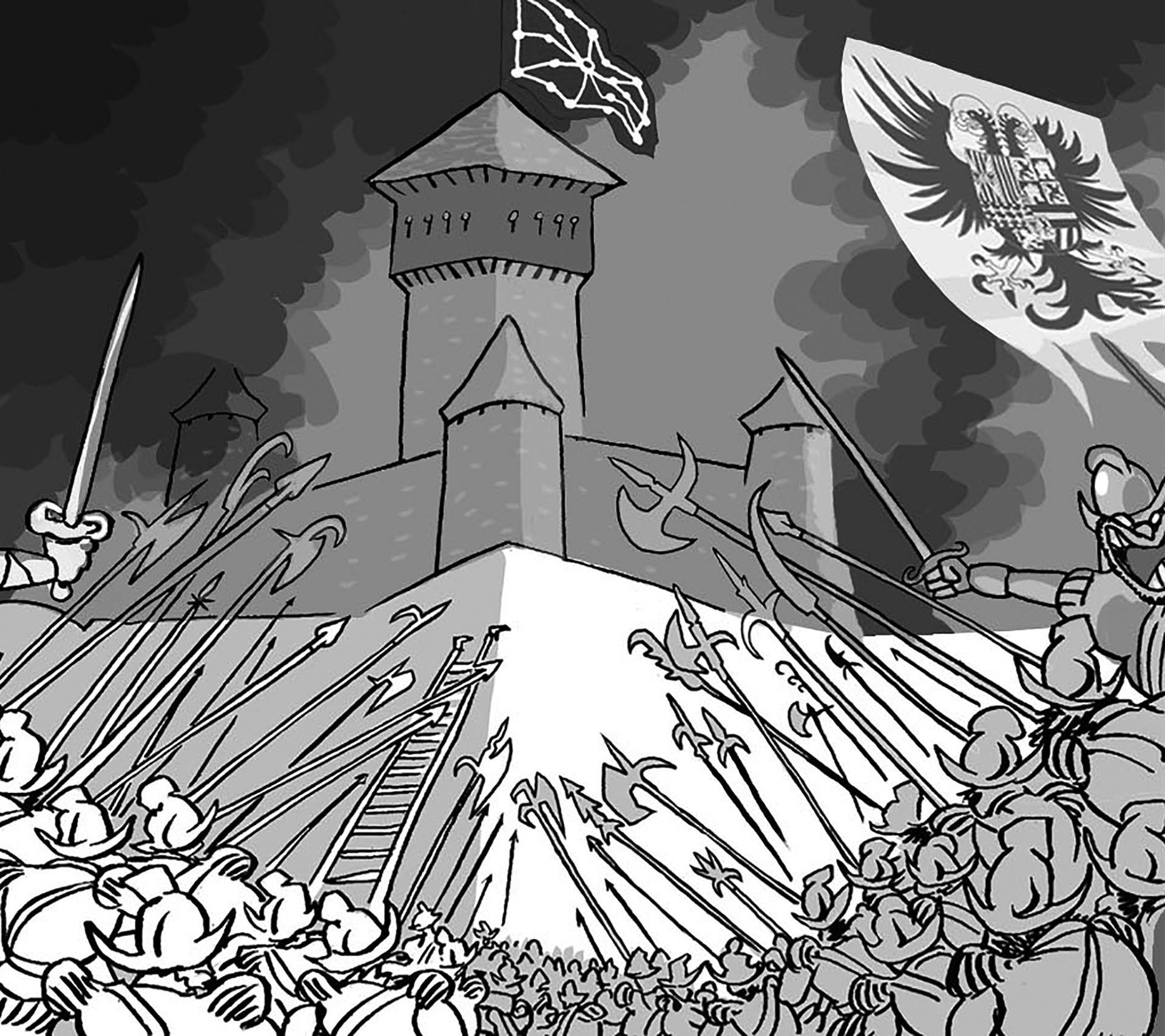 Asisko Urmenetak argitaratutako Amaiur! Libera state komikiko marrazkia-Erasora