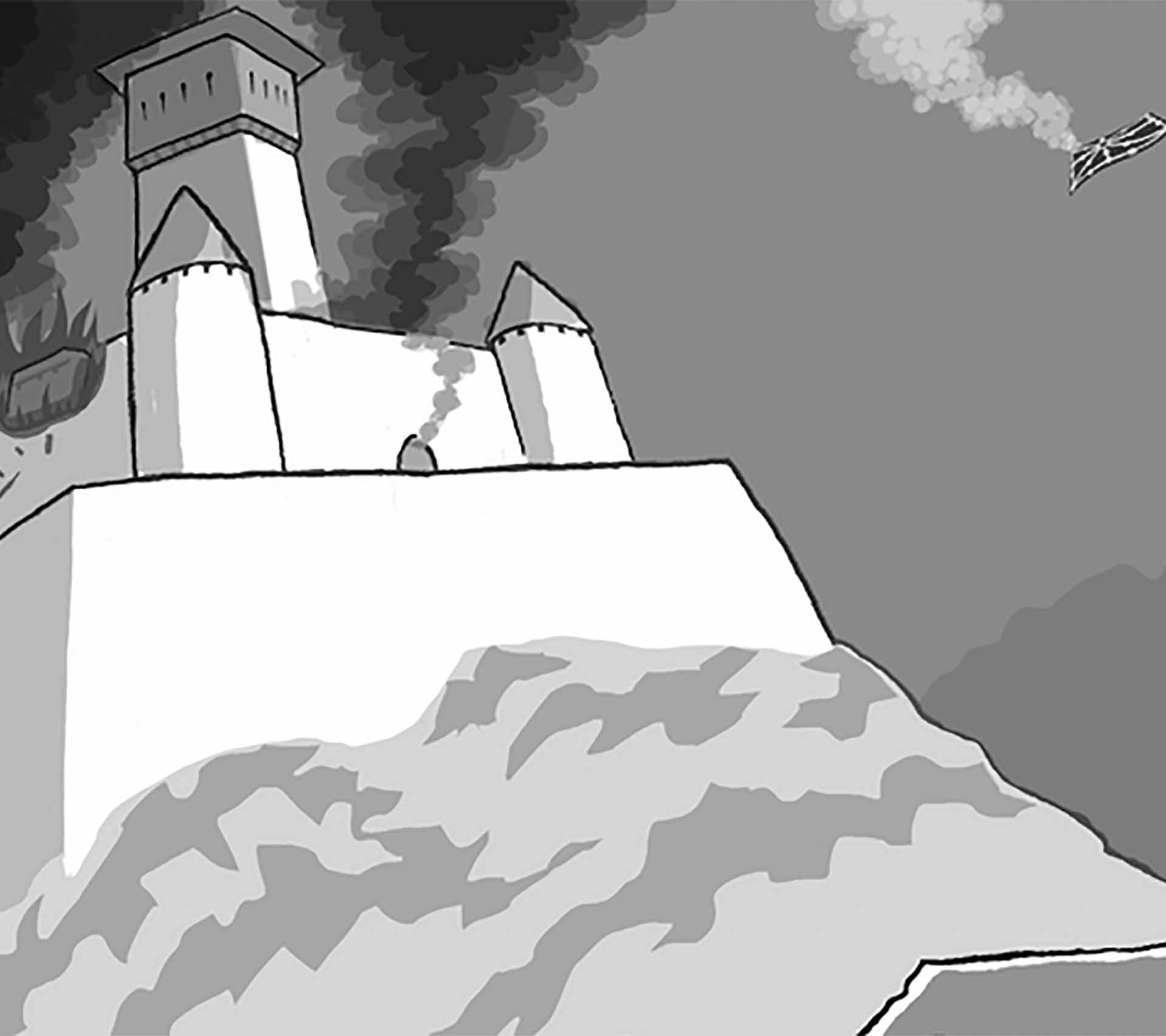 Asisko Urmenetak argitaratutako Amaiur! Libera state komikiko marrazkia